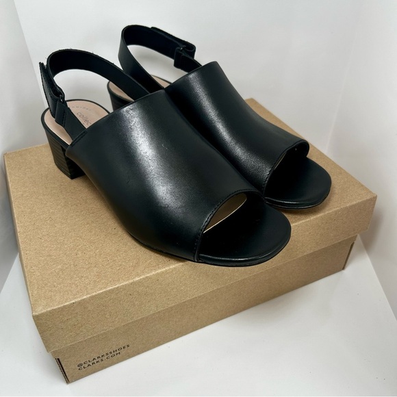 Clarks Women’s Elisa Lyndsey Black Leather Heel Sandal, Size 7.5, New Con - Picture 3 of 8